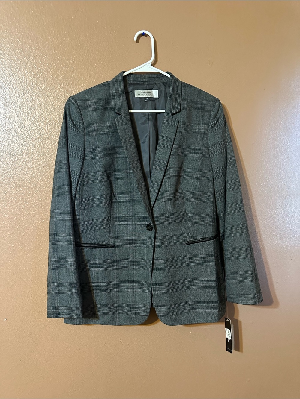 Halogen Women's Gray Plaid Single-Button Blazer
